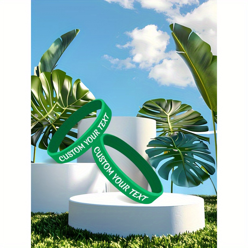 65pcs Custom Silicone Wristbands, Personalized Text